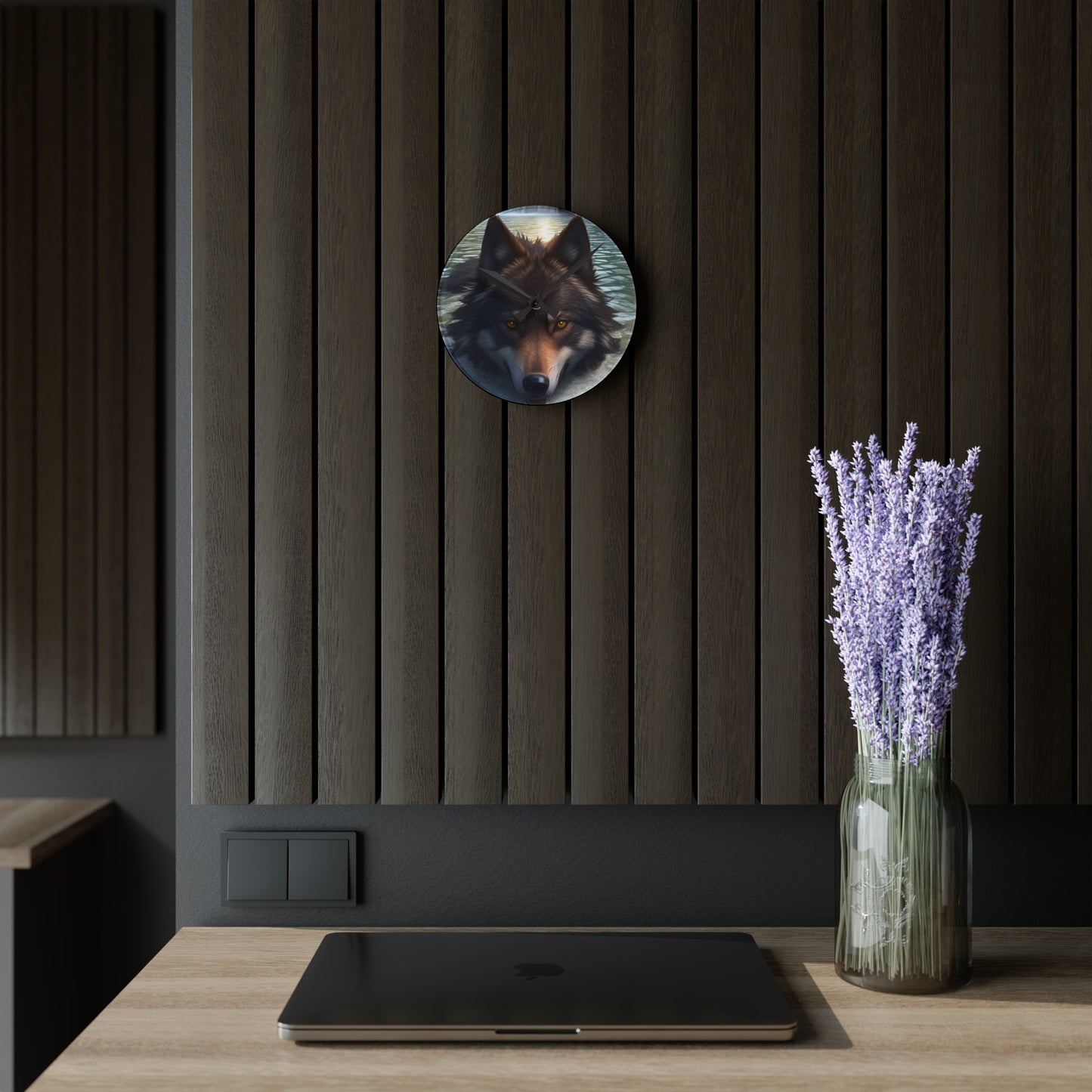 Wolf Acrylic Wall Clock