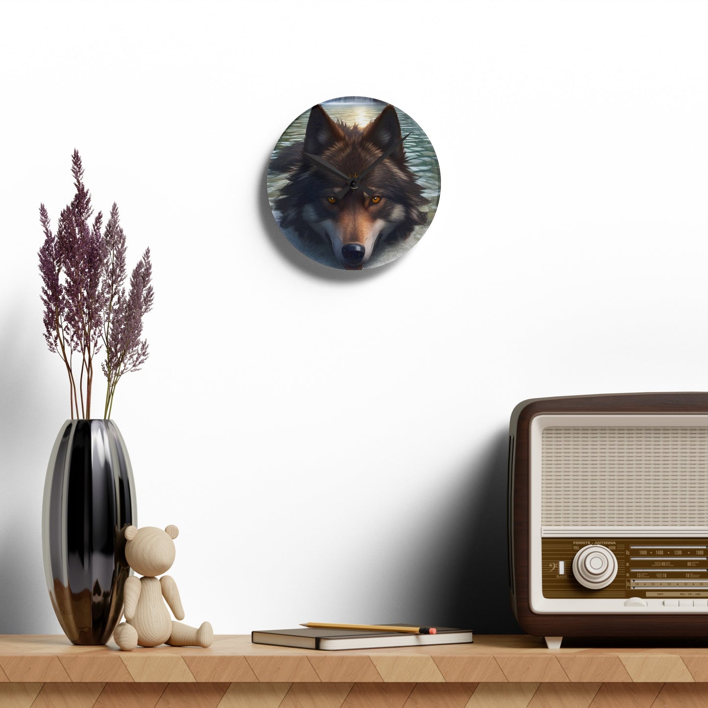 Wolf Acrylic Wall Clock