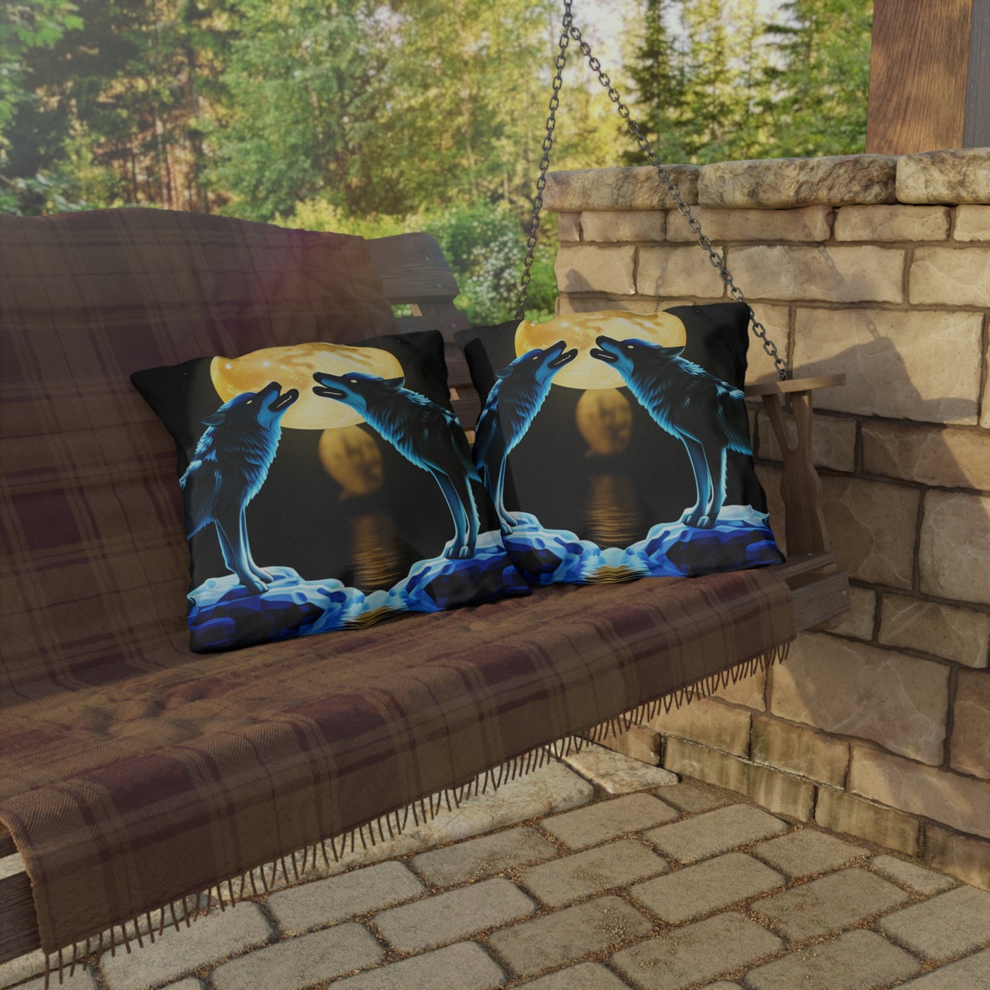 Howling Wolves Outdoor Pillows