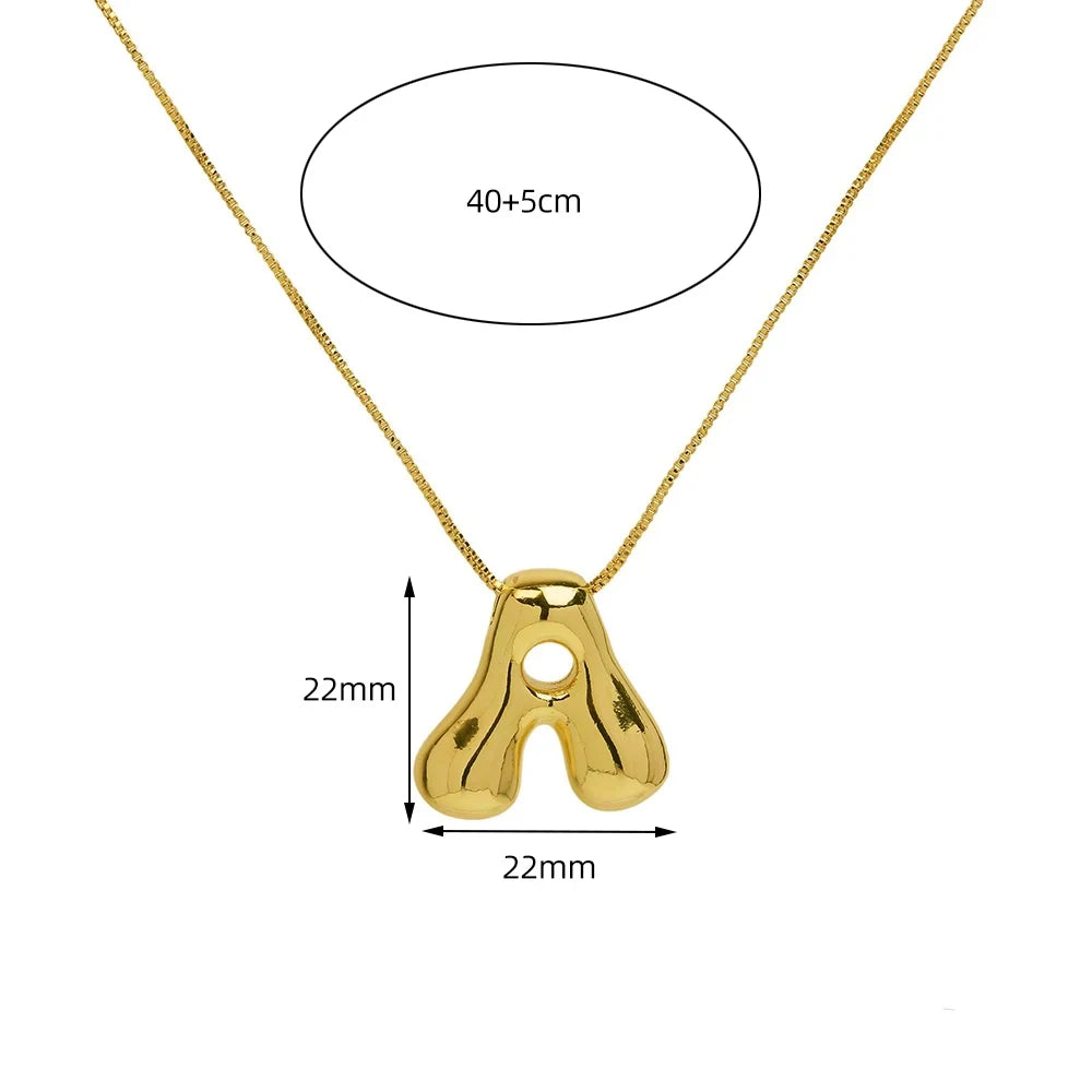 Golden Color Stainless Steel Initial Necklace for Women + Girls