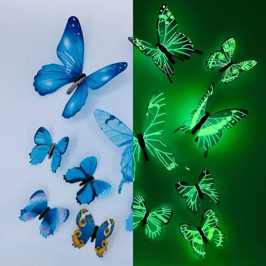 12Pcs Fashion 3D Luminous Butterfly Creative Wall Sticker