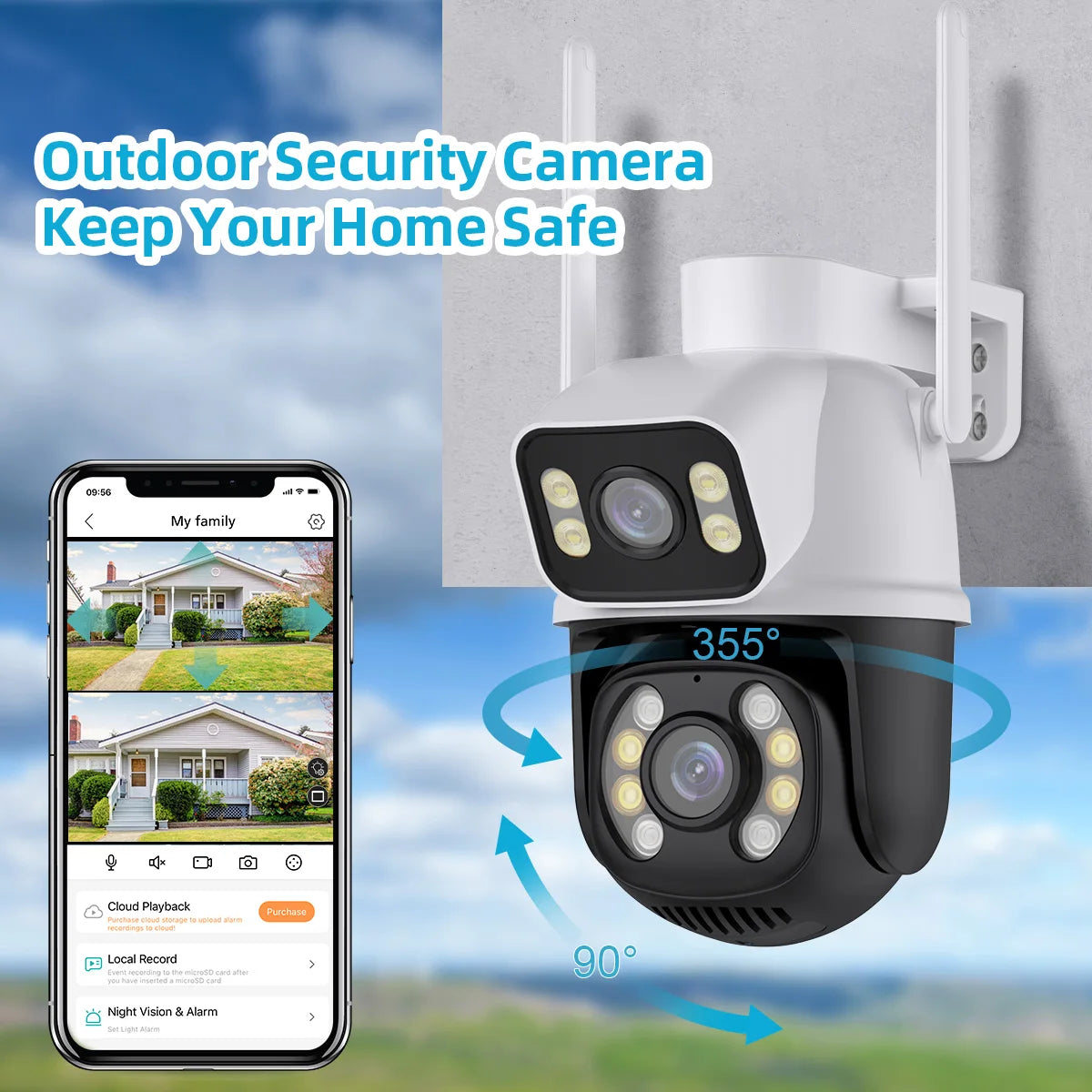 Dual Screen IP Camera Outdoor Auto Tracking Security Protection CCTV Surveillance