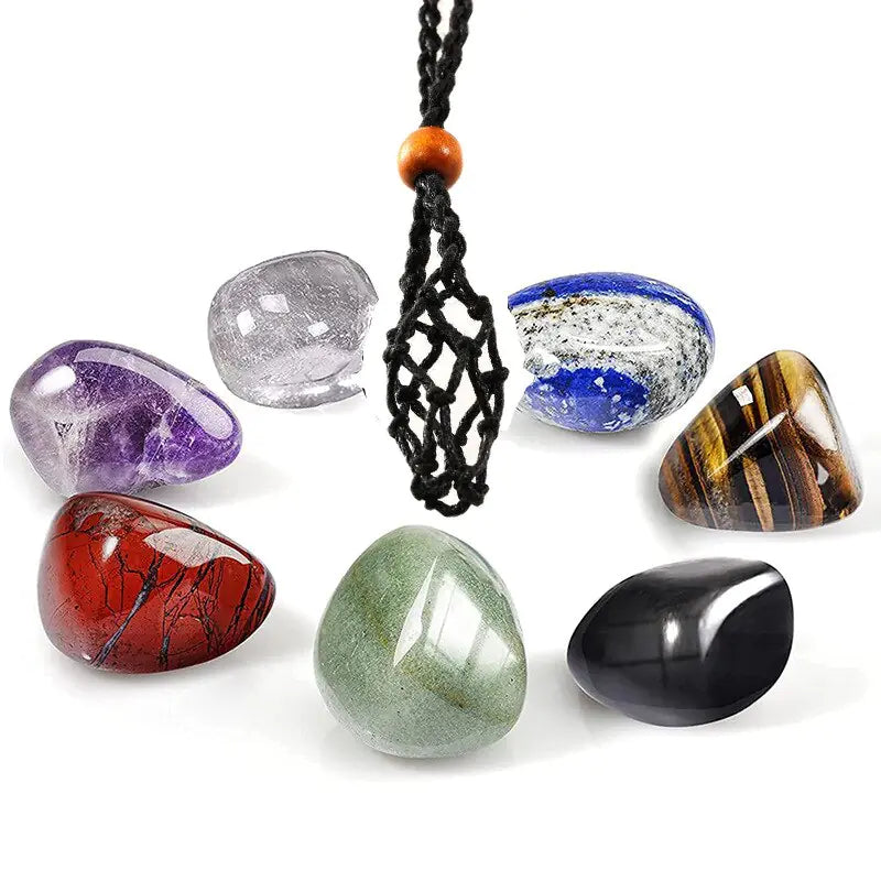 7 Chakra Set Natural Stones Reiki Healing Crystals Necklace