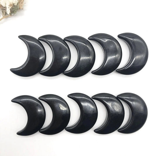 Natural Black Obsidian Moon Shape Crystals