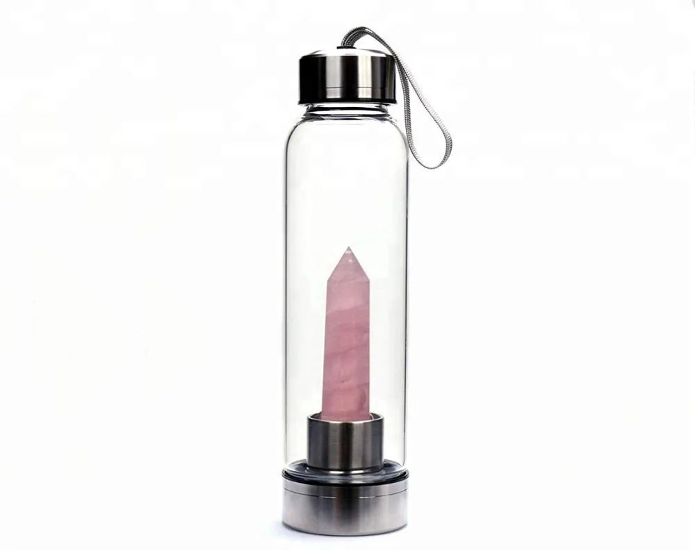 500ML Crystal Water Bottle Glass - Crystals Only